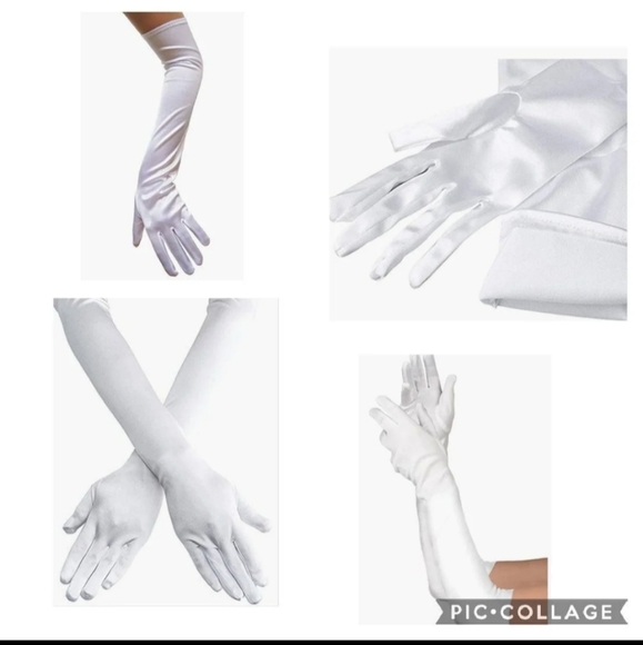 Dramatic women's long 19" white costume gloves - Picture 7 of 11